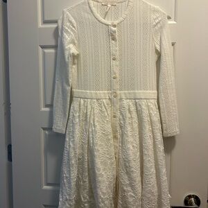 Maje White Lace Knit Dress